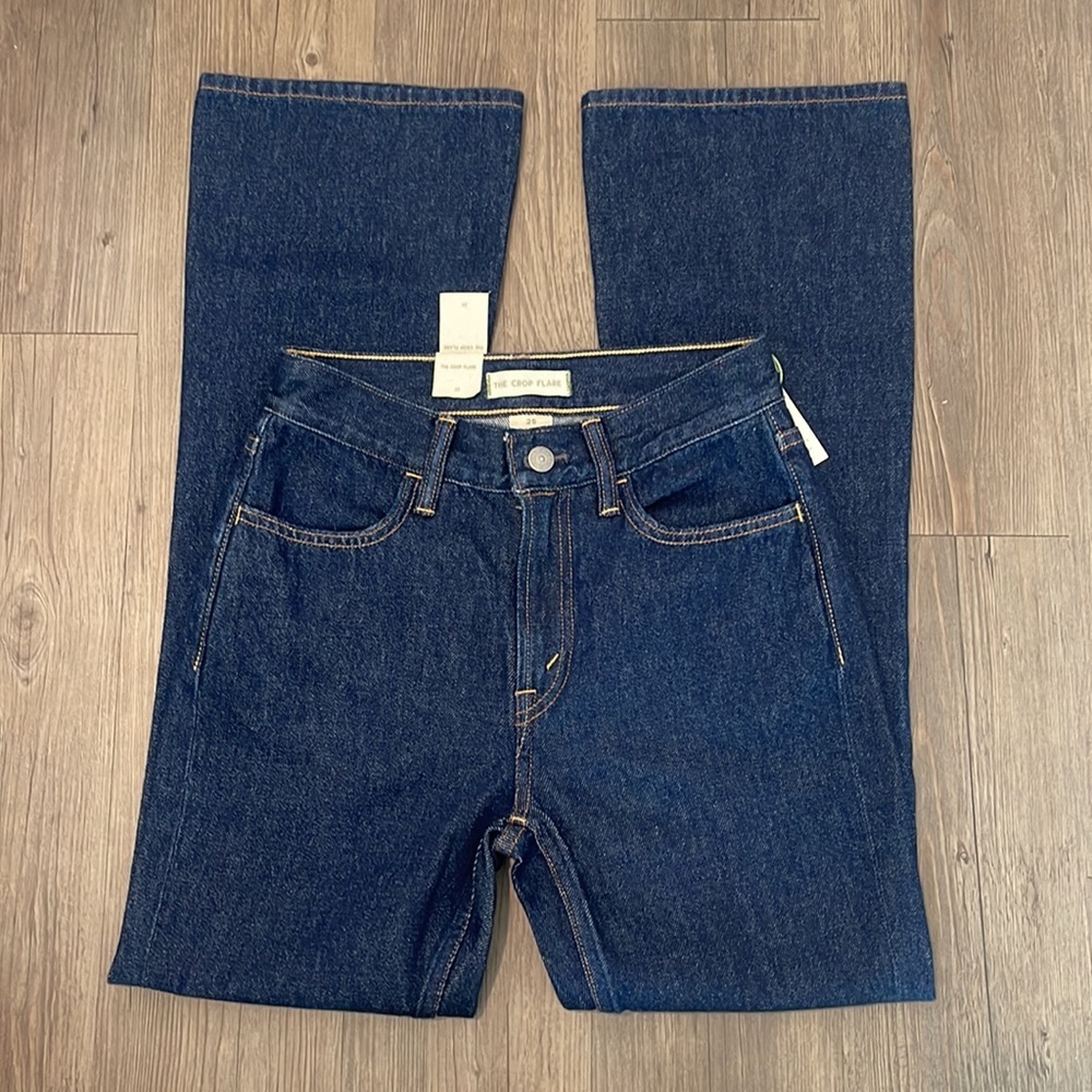 AE 77 Premium Crop Flare Jeans Dark Wash Jeans NWT 
Sz 25